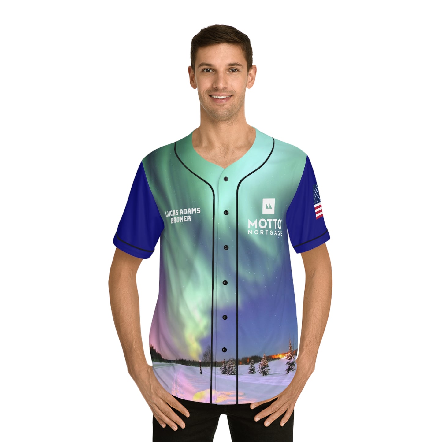 Men's Baseball Jersey - Aurora Landscape Design with Motto Mortgage Logo
